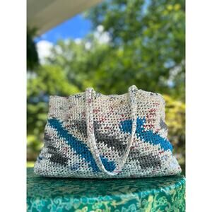Vintage Large Crochet Style Tote Satchel Bag
